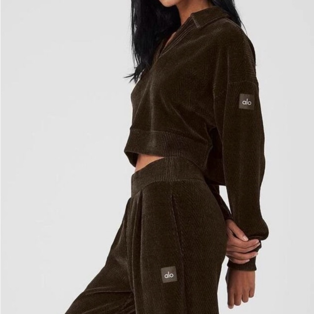 Alo Cozy Day Henley Pullover Espresso Large